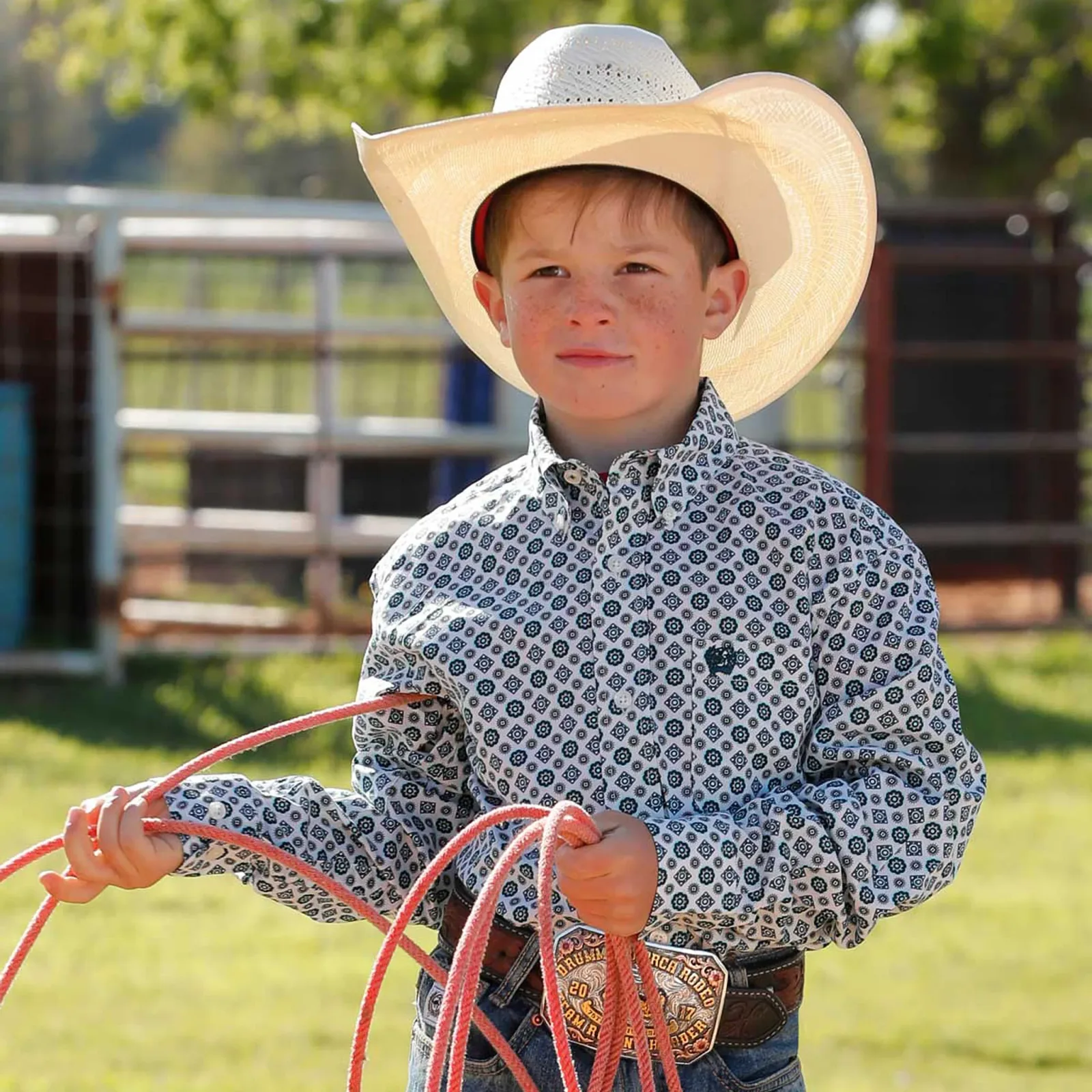 Cinch Boy's Cream Print Long Sleeve Button Down Shirt - Image 2