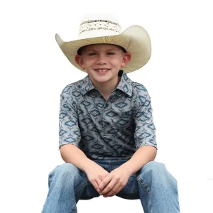 Cinch Boy's Grey Aztec Polo