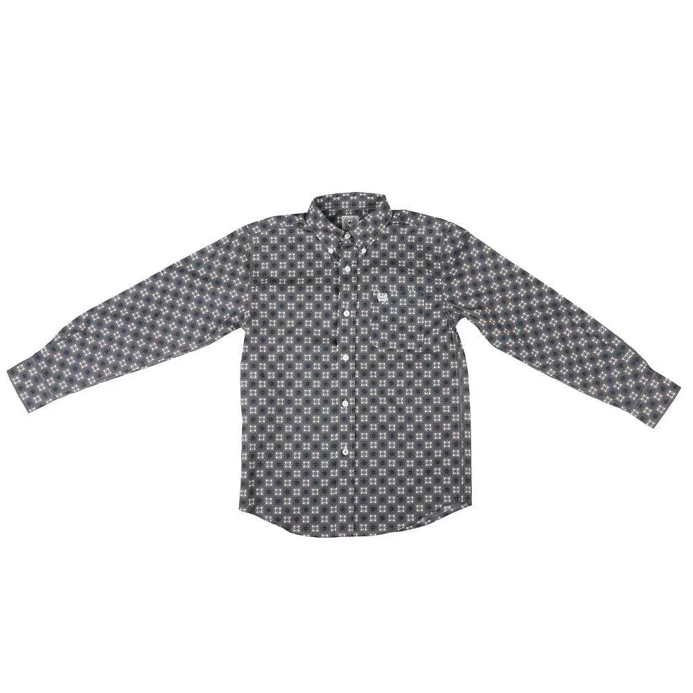 Cinch Boy's Khaki Print Shirt