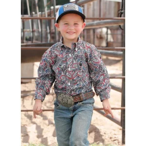 Cinch Boys Light Blue Print Shirt