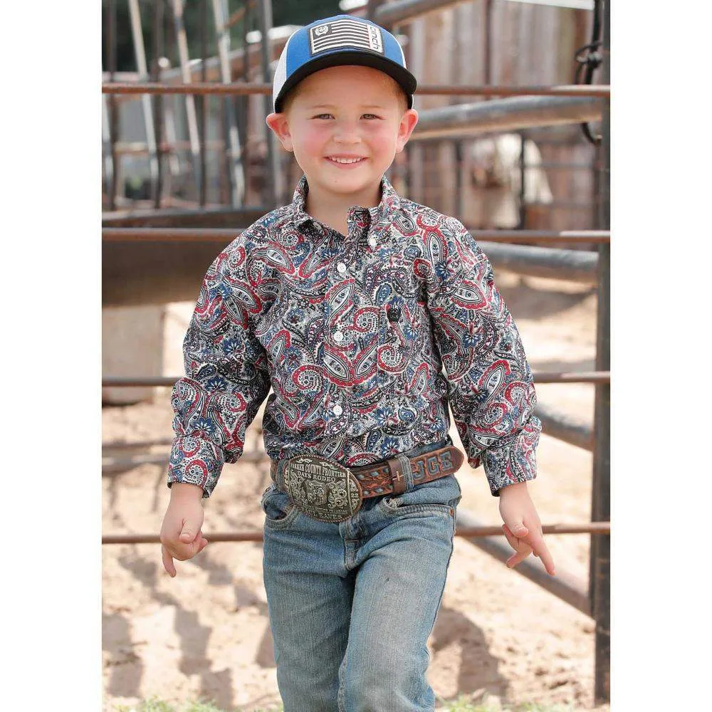 Cinch Boys Light Blue Print Shirt