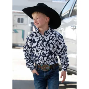 Cinch Boys Navy Floral Print Button Shirt