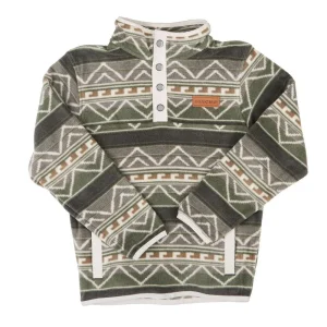 Cinch Boy's Olive Print Polar Fleece Pullover