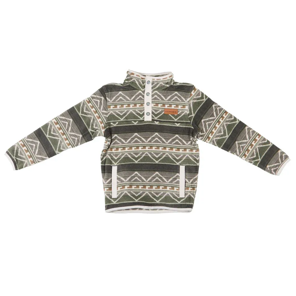 Cinch Boy's Olive Print Polar Fleece Pullover - Image 2
