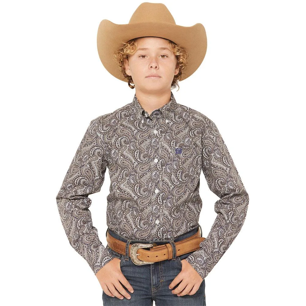 Cinch Boy's Paisley Long Sleeve Button Shirt