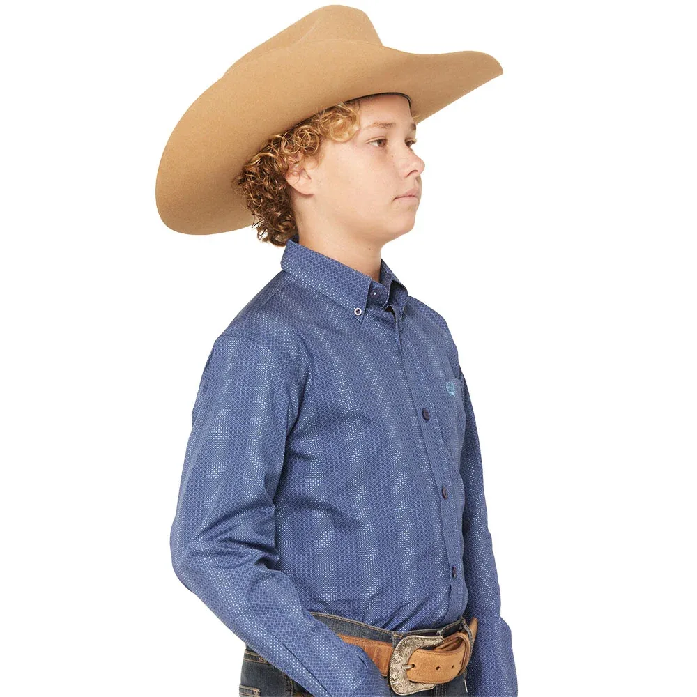 Cinch Boy's Royal Blue Print Long Sleeve Button Shirt - Image 2