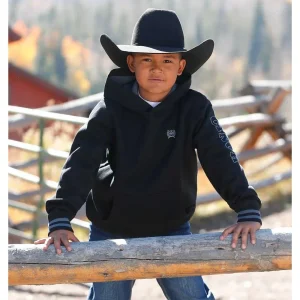 Cinch Boy's Small Logo Black Hoodie