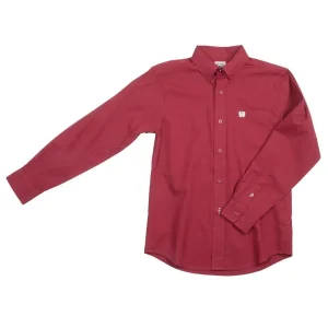 Cinch Boy's Stripe Burgundy Shirt
