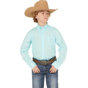 Cinch Boy's Turquoise Long Sleeve Button Shirt