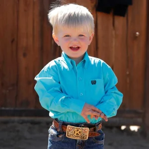 Cinch Boy's Turquoise Long Sleeve Shirt