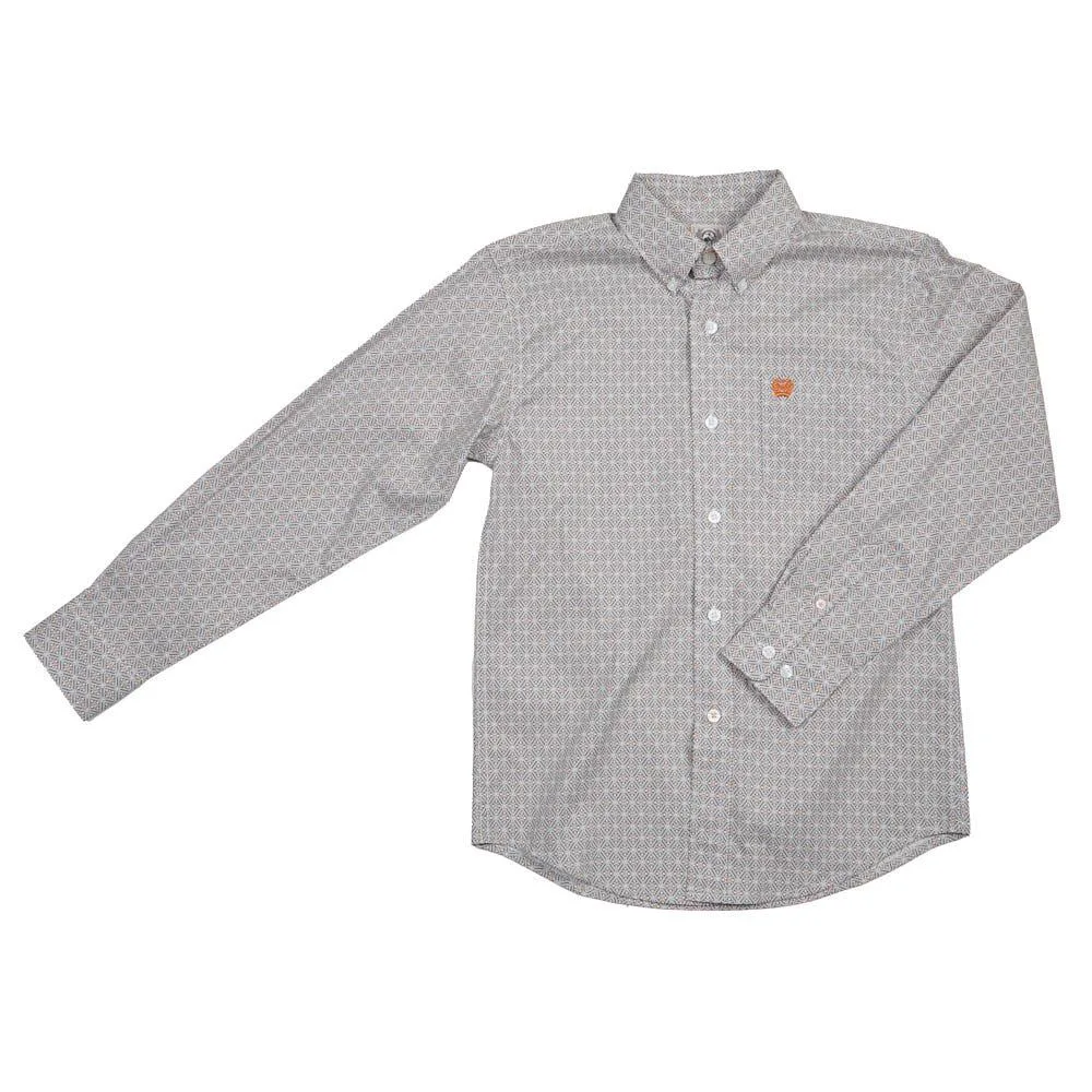 Cinch Boy's White Print Shirt