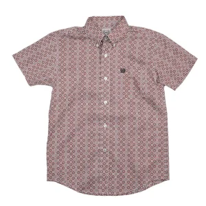 Cinch Boy's White Print Short Sleeve Shirt