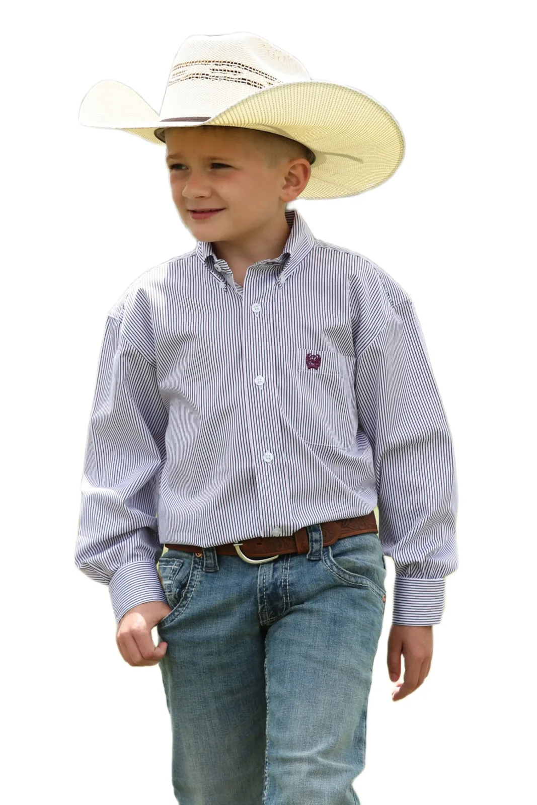 Cinch Boy's White Stripe Shirt
