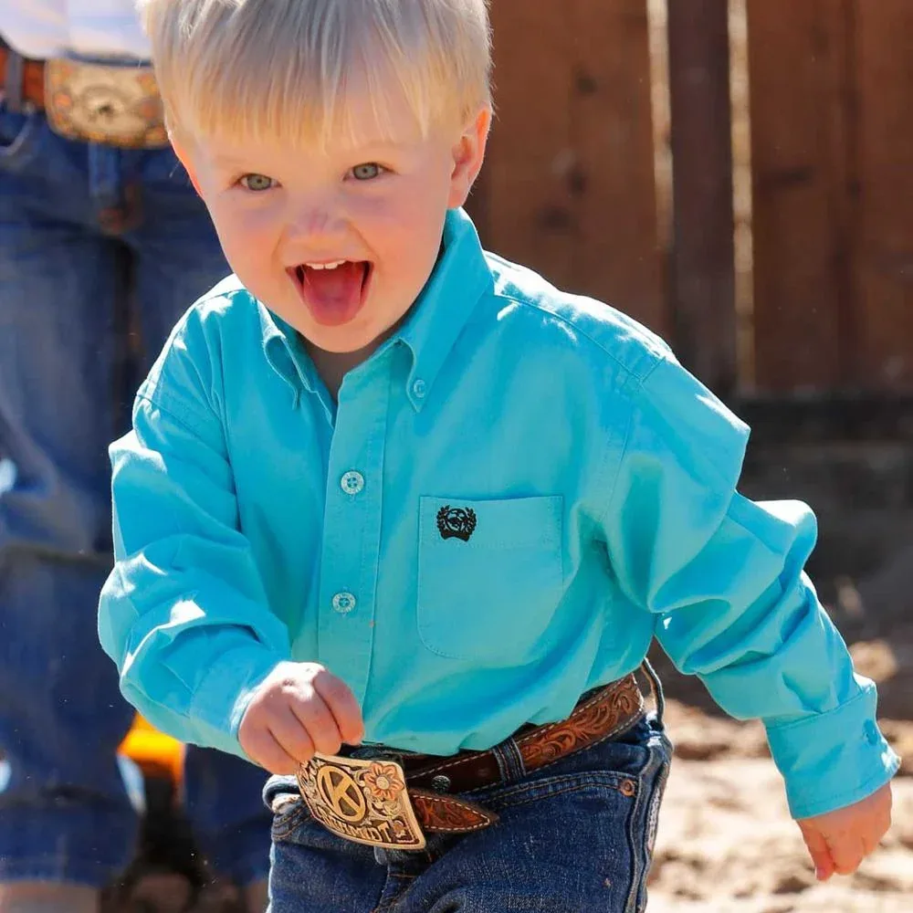 Cinch Infant Boys Turquoise Long Sleeve Button Down