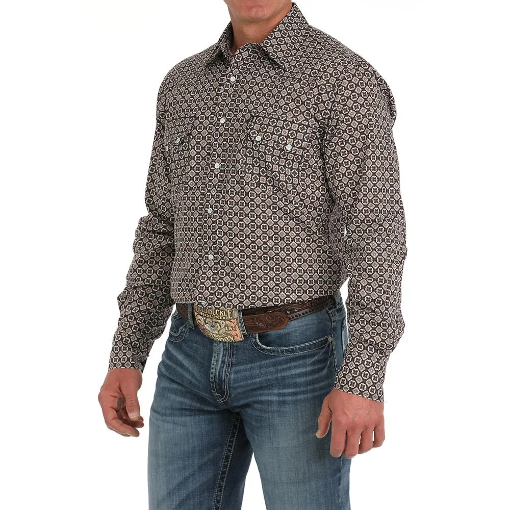 Cinch Men Brown Print Modern Fit Shirt - Image 2