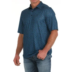 Cinch Mens Arena Flex Blue Polo