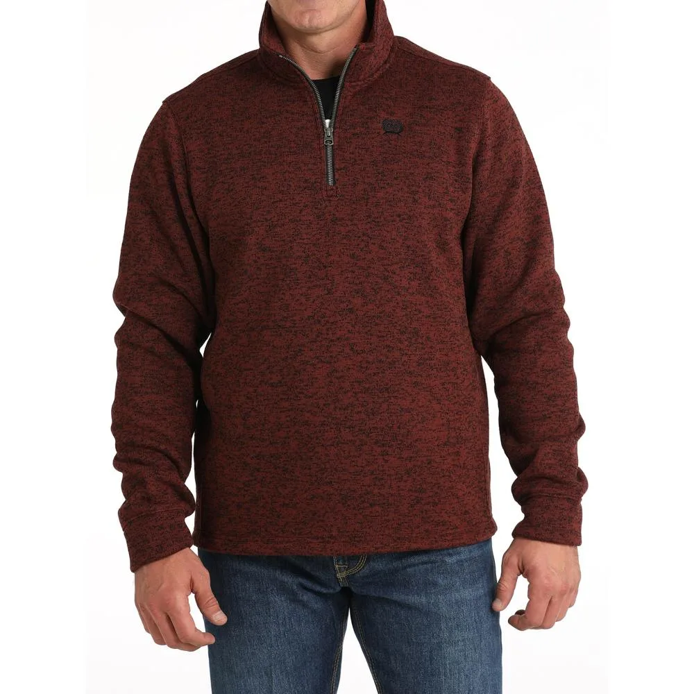 Cinch Mens Burgundy 1/4 Zip Sweater