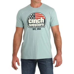 Cinch Men's Green American Flag Tee
