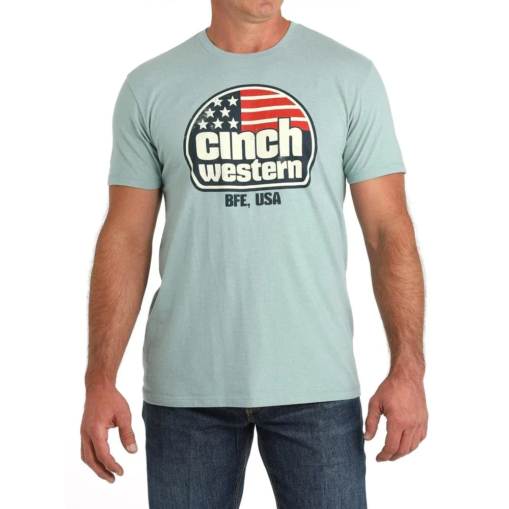 Cinch Men's Green American Flag Tee