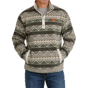 Cinch Men's Olive Printed Fleece Pullover