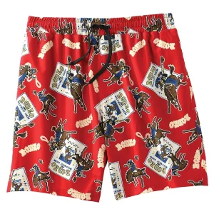 Cinch Mens Red Rodeo Swim Trunks