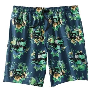 Cinch Mens Teal Tractor Swim Trunks
