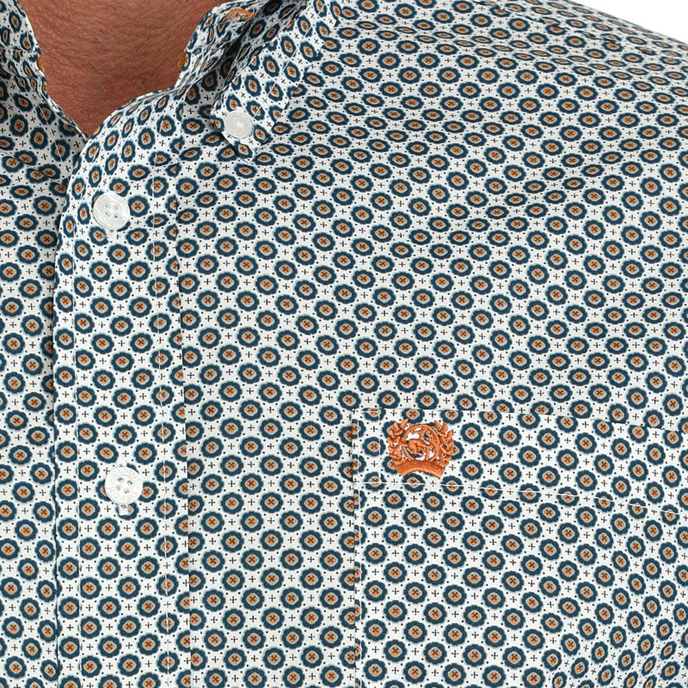 Cinch Mens White Geometric Print Classic Fit Long Sleeve Button Down Shirt - Image 2