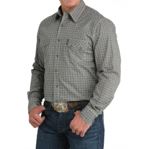 Cinch Mens White Stripe Modern Fit Long Sleeve Snap Shirt