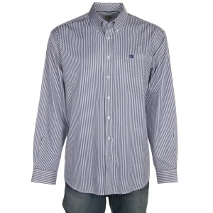 Cinch Royal Blue Tencel Stripe Button