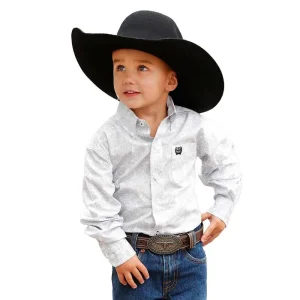 Cinch Toddler Boy's White Paisley Print Shirt