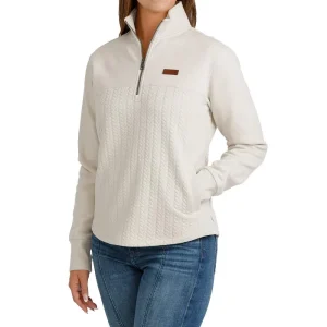 Cinch Women's Cream 1/4 Zip Pullover