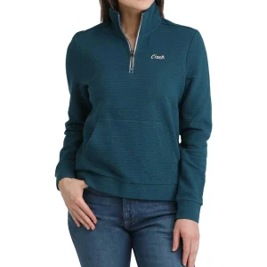 Cinch Women's Teal 1/4 Zip Pullover