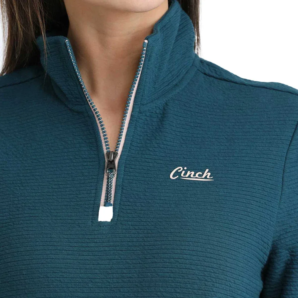 Cinch Women's Teal 1/4 Zip Pullover - Image 2
