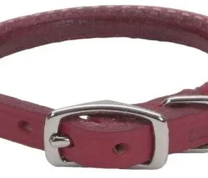 Circle T Oak Tanned Leather Round Dog Collar - Red