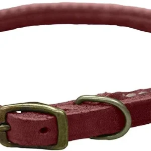 Circle T Rustic Leather Dog Collar Brick Red