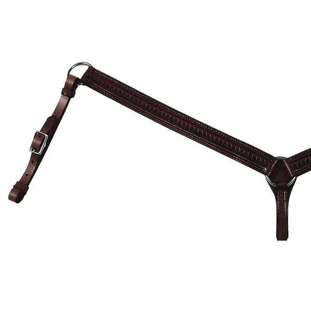 Circle Y Saddlery 1 1/2in Black Straight-Shell Tooled Breast Collar