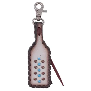 Circle Y Saddlery Blue and Tan Beaded Leather Charm