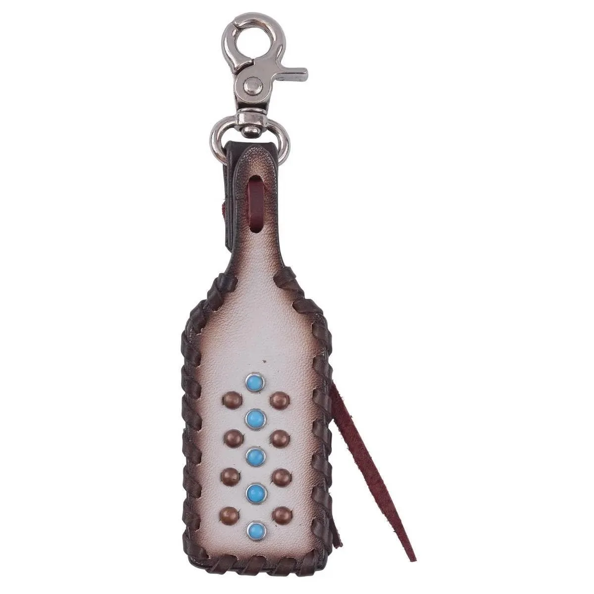 Circle Y Saddlery Blue and Tan Beaded Leather Charm