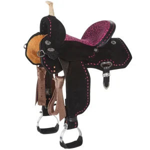 Circle Y Saddlery Josey Mitchell 14in Hot Pink Cheetah Wide Barrel Saddle
