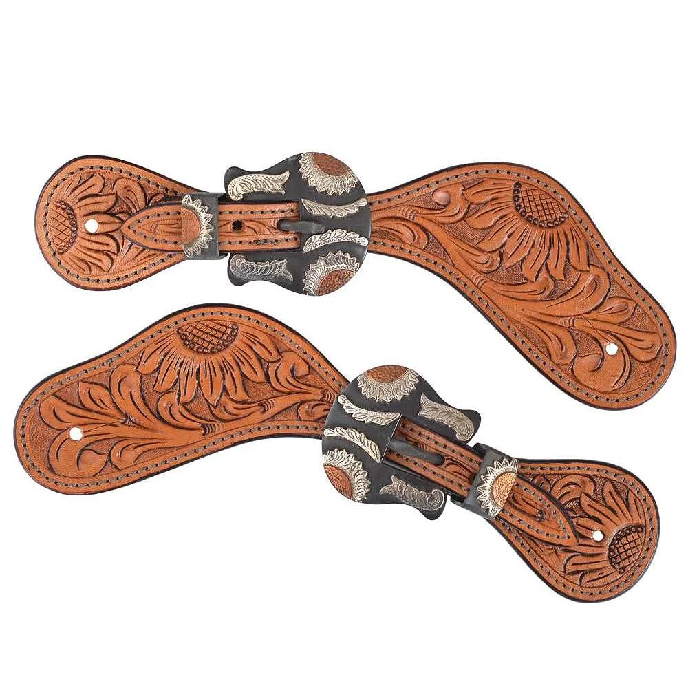 Circle Y Saddlery Ladies Copper Sunflower Spur Straps - Image 2