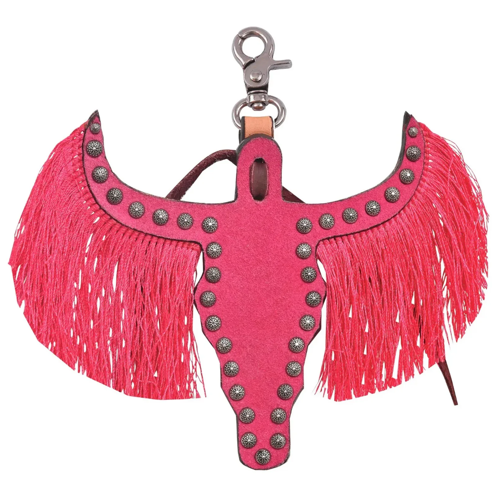 Circle Y Saddlery Pink Fringe Cowhead Saddle Charm - Image 2