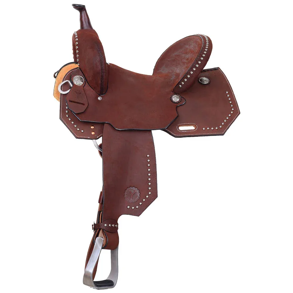 Circle Y Saddlery Redwood 14in Roughout Barrel Saddle