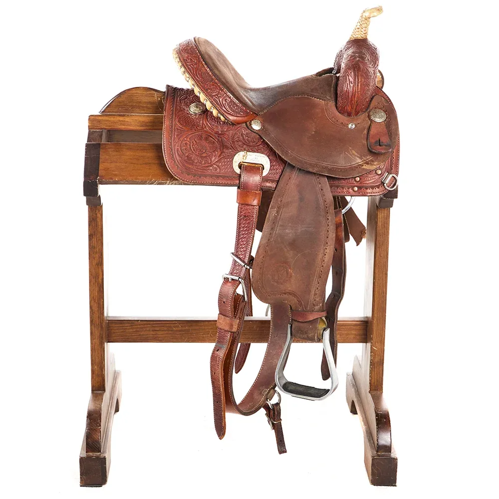 Circle Y Saddlery Used 13in Floral Barrel Saddle - Image 2