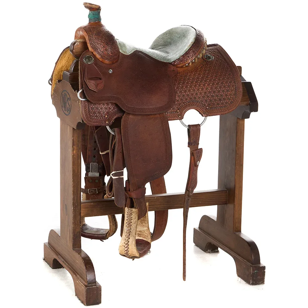 Circle Y Saddlery Used 13in Geometric Tooled Calf Saddle