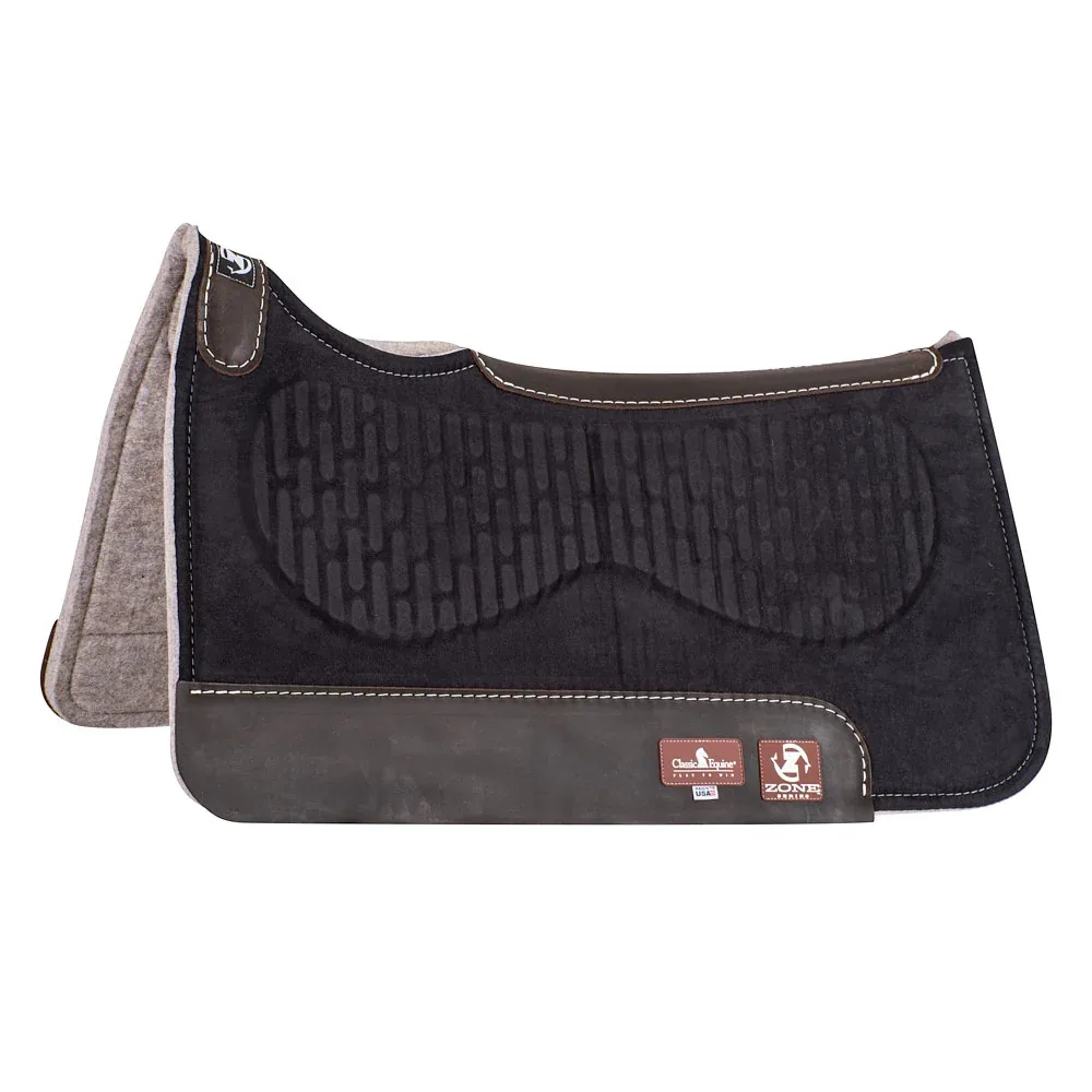 Classic Equine 31X32 Zone Series Black Micro Suede Felt Bottom Saddle Pad
