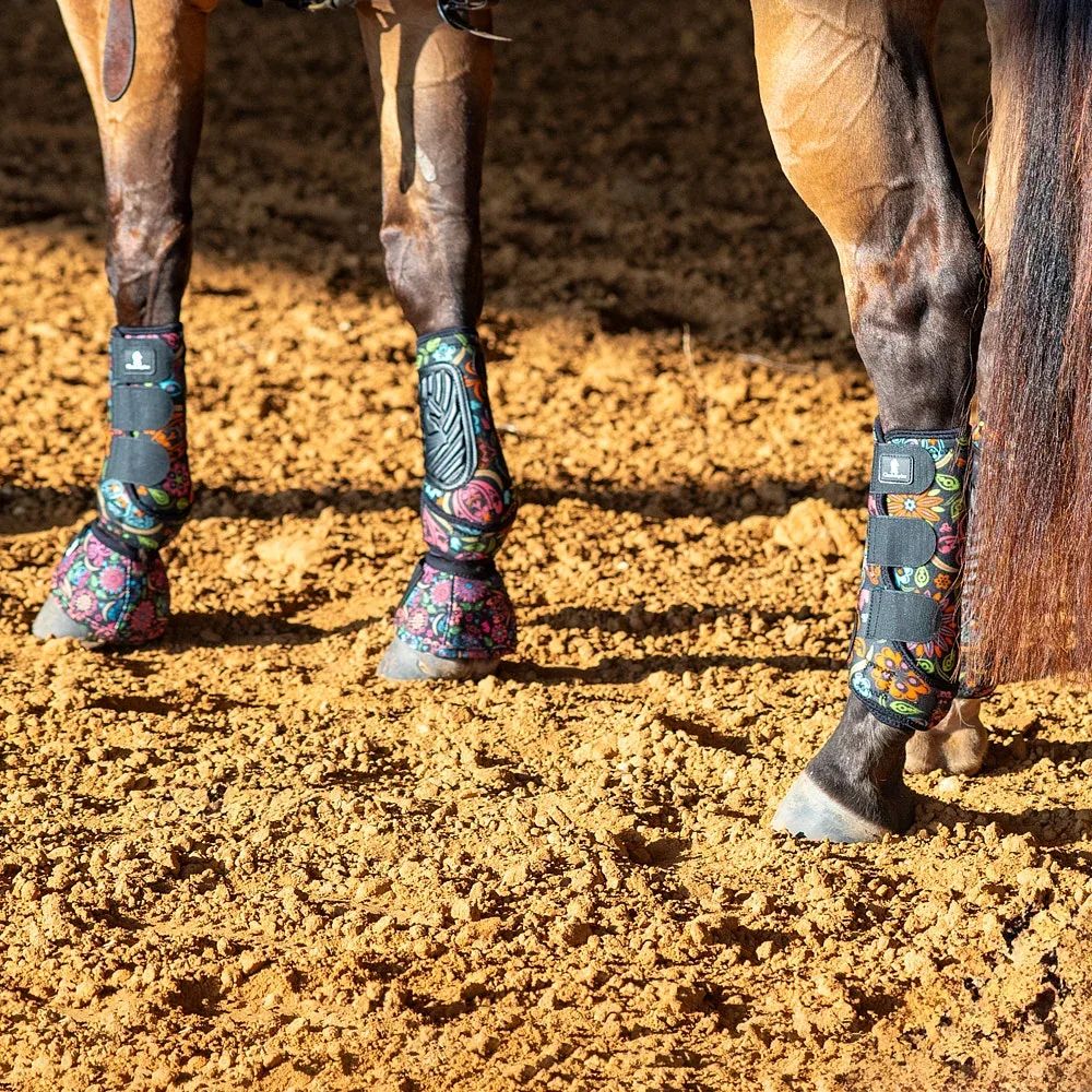 Classic Equine Neon Flower Fit Splint Boots 4 Pack - Image 2