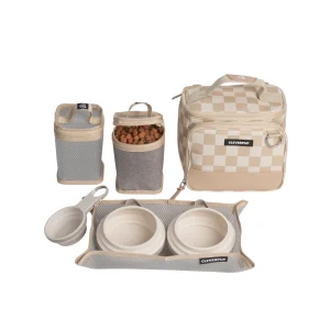 Cleverpup Bistro Box, 7-Piece Dog Food Travel Kit W/ Collapsible Bowls, Insulated Travel Bag & More