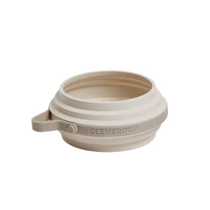 Cleverpup Nomad Collapsible Travel Bowl W/ Splash Guard Rim & Built-In Attachment Loop, Sand