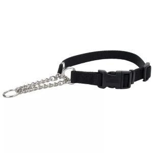 Coastal Adjustable Check Training Collar with Buckle for Dogs Black XLarge 1" X 22"-29"