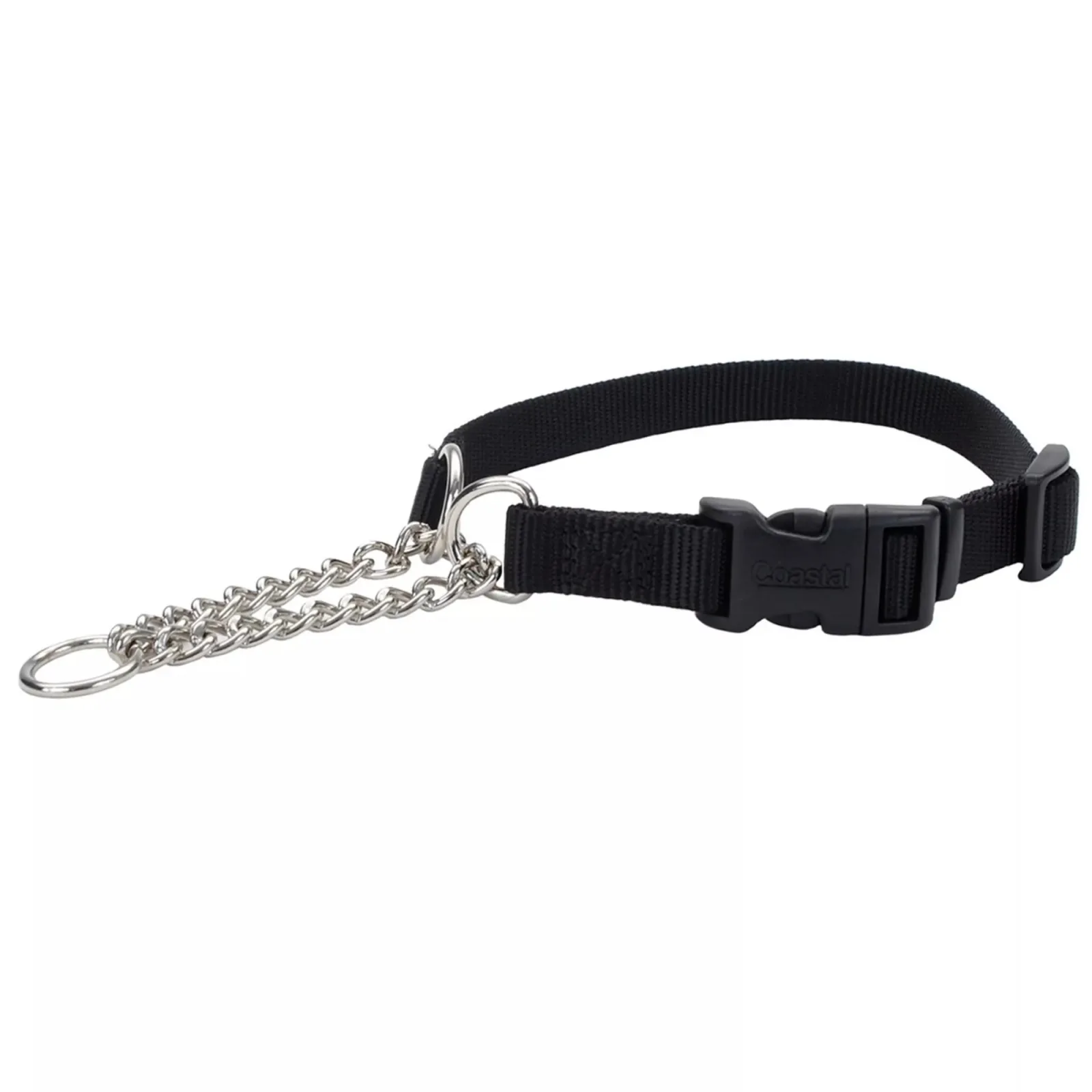 Coastal Adjustable Check Training Collar with Buckle for Dogs Black XLarge 1" X 22"-29"